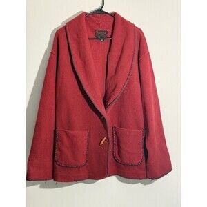 Patina International Sweater Men Medium Red Fleece Toggle Button Vintage